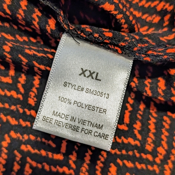 Chevron Print Blouse Roll Tab Sleeve Collared Button Down Tunic Top XXL NWT - Picture 5 of 8